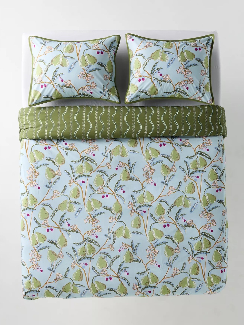 Anthropologie 100% Organic Cotton Printed Percale Duvet Cover in Pera Queen NWOT